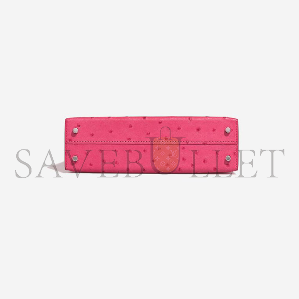 H**mes master mini kelly ii ostrich rose tyrien (19*12*5.5cm)